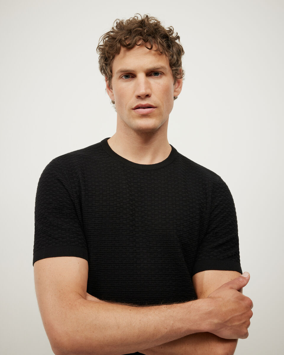 Frank Textured Short Sleeve Knit, Black, hi-res
